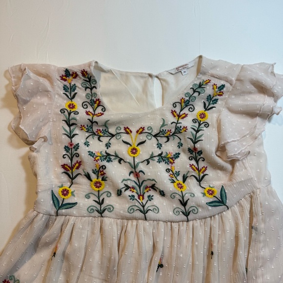 C&A Clockhouse Boho Embroidered Floral Babydoll Dress 36 Ruffles Cottagecore - Picture 8 of 8